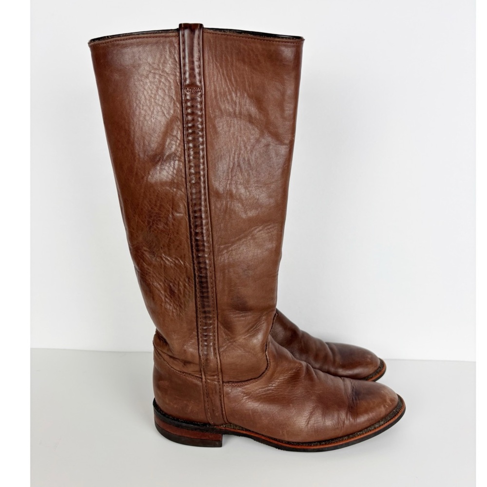 Justin Boots Tall Brown Leather Women’s Size 8 Riding Western